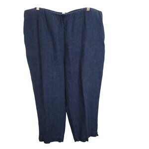 Pure Jill 2X Pants Linen Pull On Comfort Fit Elastic Waist Relaxed Style Pockets